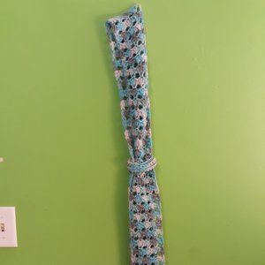 Handmade | Blue & Gray Crochet Skinny Scarf